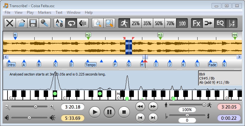 Here's a shot of the transpose window on Transcribe. Music Transpose Program